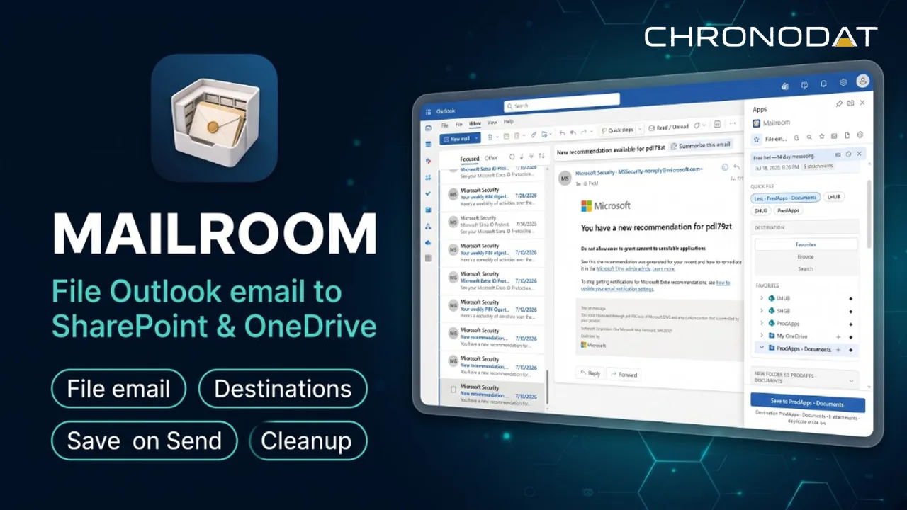 Mailroom for Outlook â€” file email to SharePoint and OneDrive