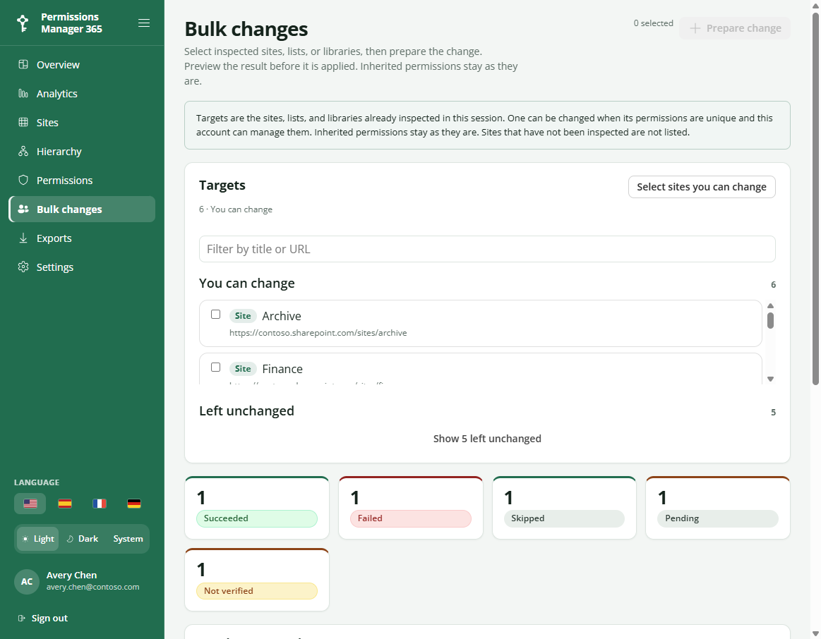Bulk change targets