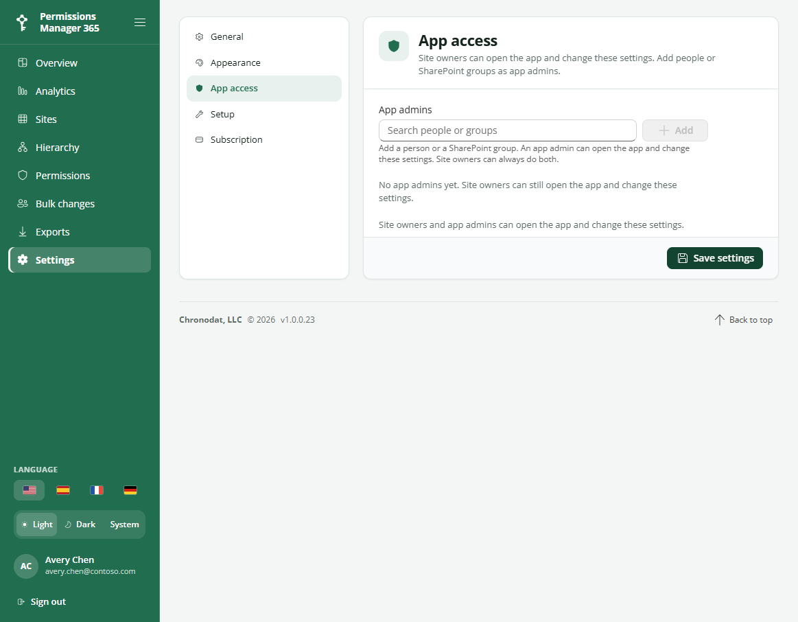 App access settings