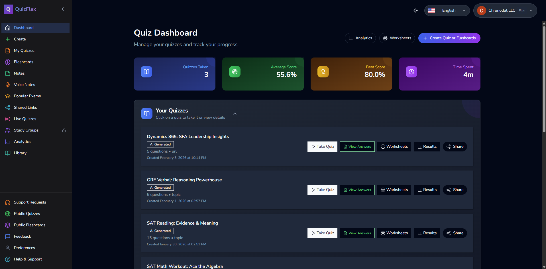 QuizFlex AI Dashboard
