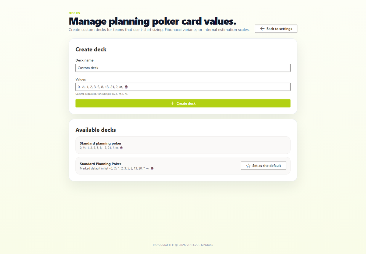 Create and edit site-level decks in the deck editor.
