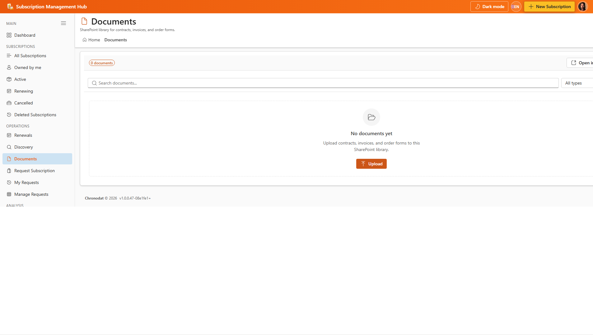 Contracts, invoices, and order forms library