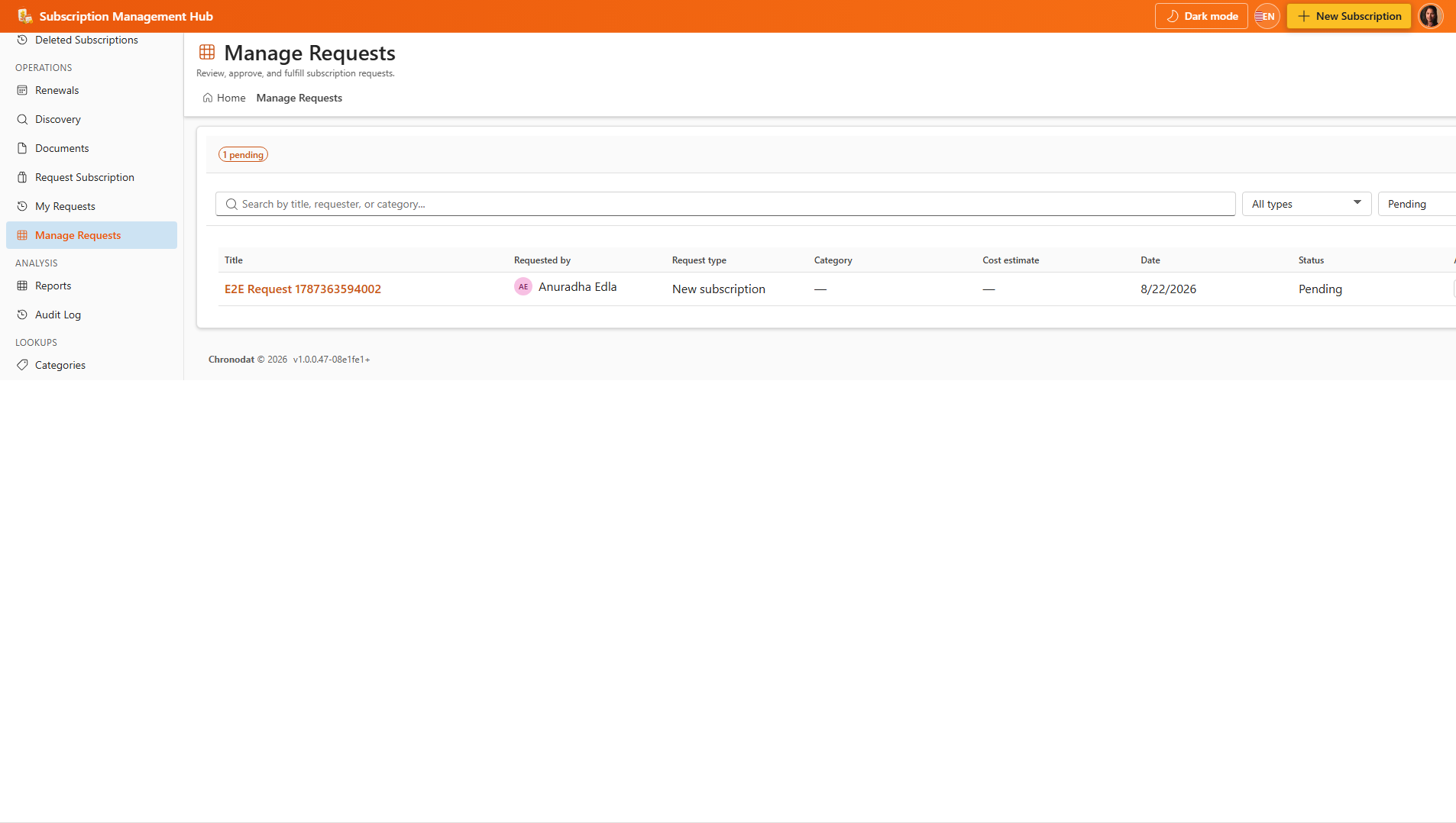 Review and fulfill subscription requests