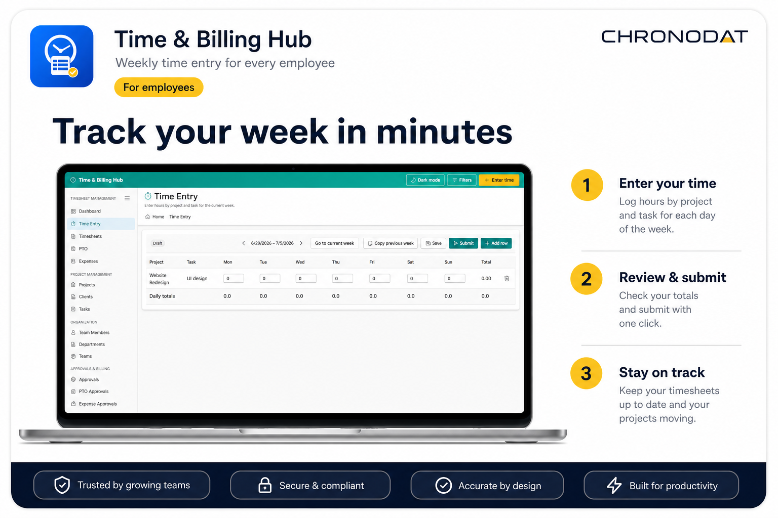 Track your week in minutes