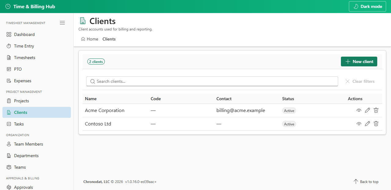 Clients list