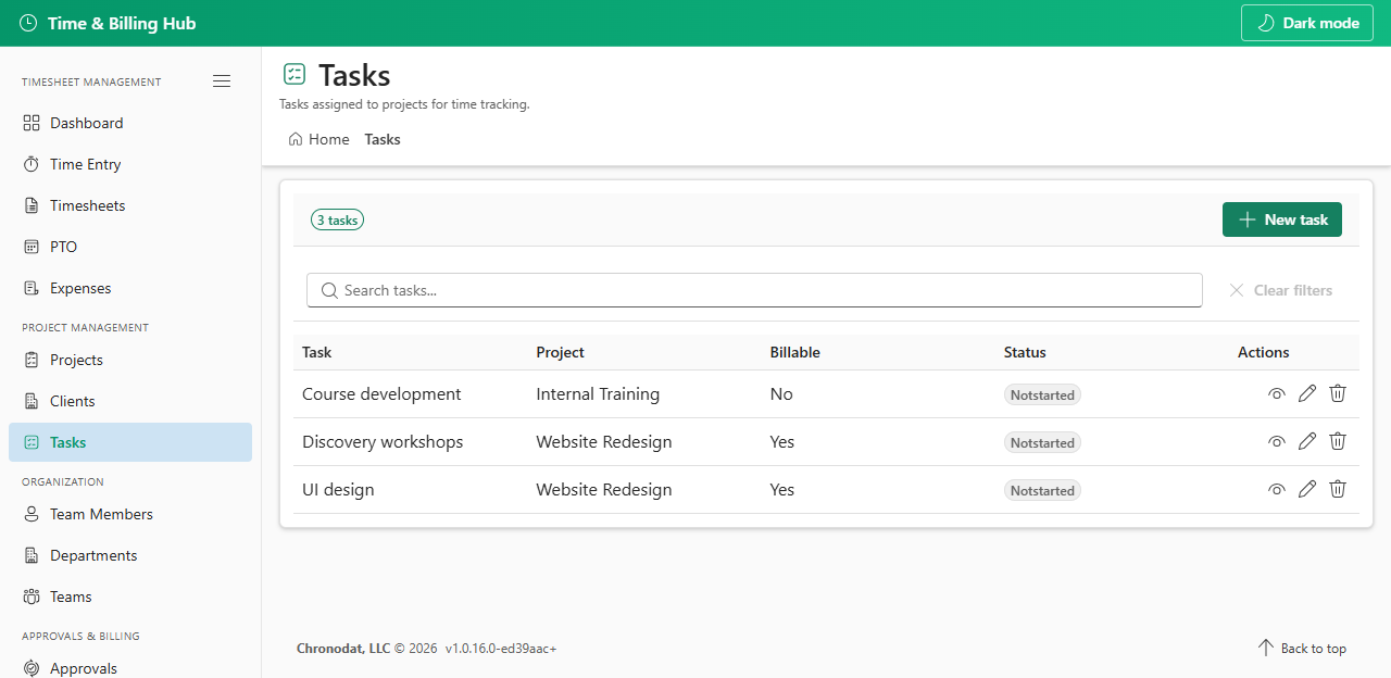 Tasks list