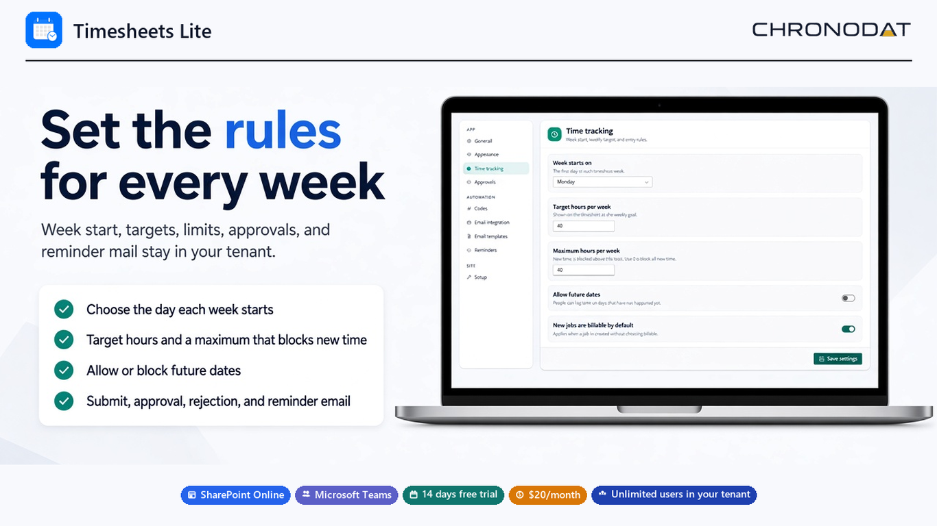 Timesheets Lite time entry with clients and jobs