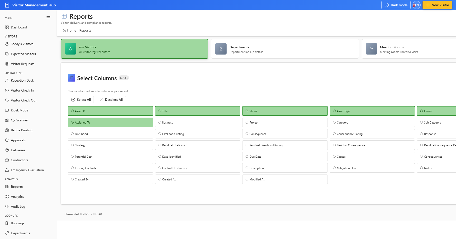 Report Builder column picker